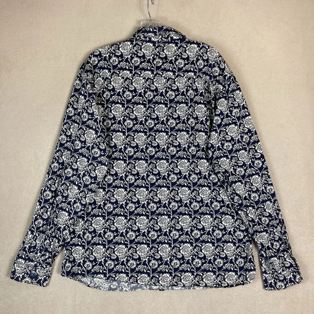 Ed Hardy Button Down Mens XL EHSH0608 Navy Blue Floral Long Sleeve EUC